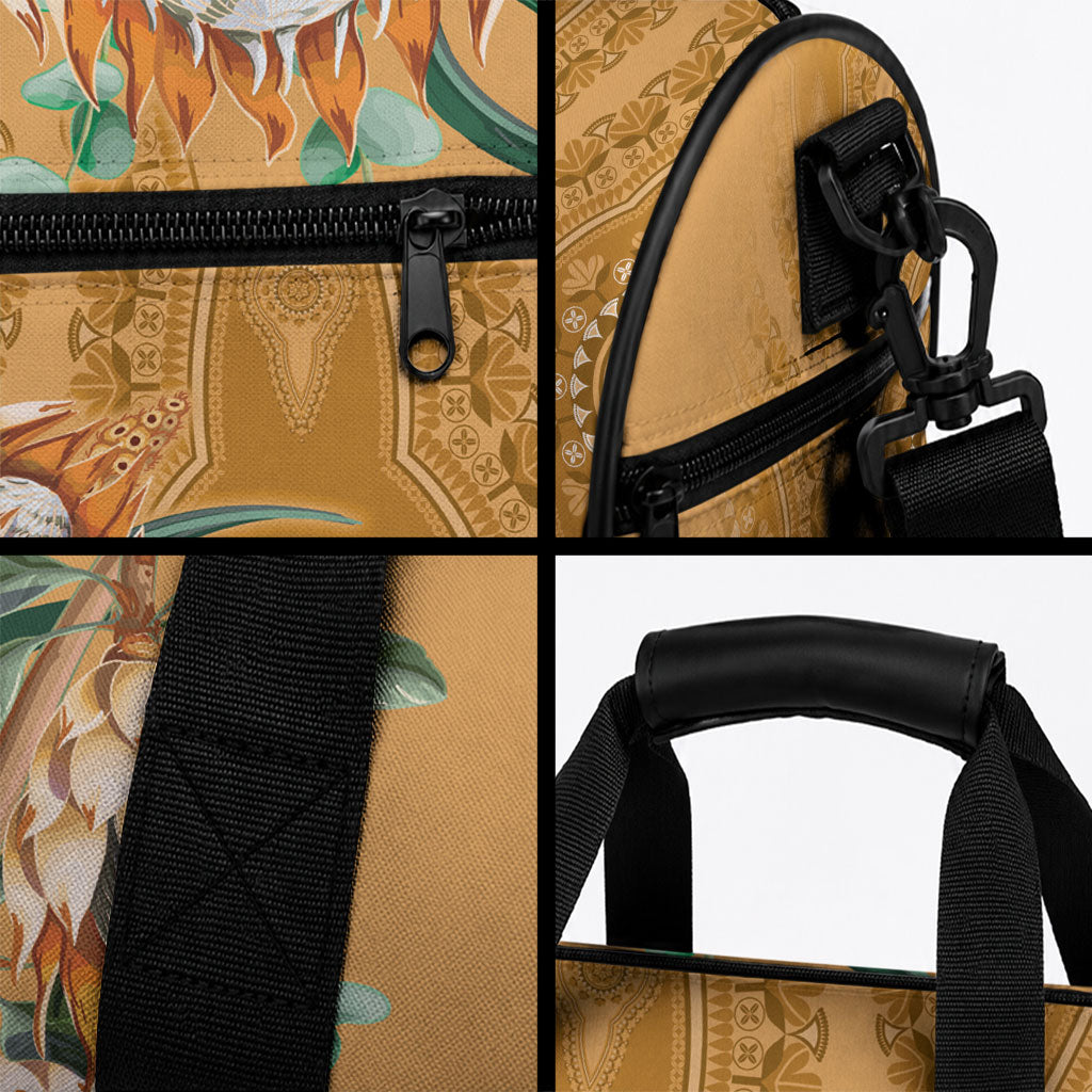 Africa King Proteas Dashiki Motif Duffle Bag Gold Style