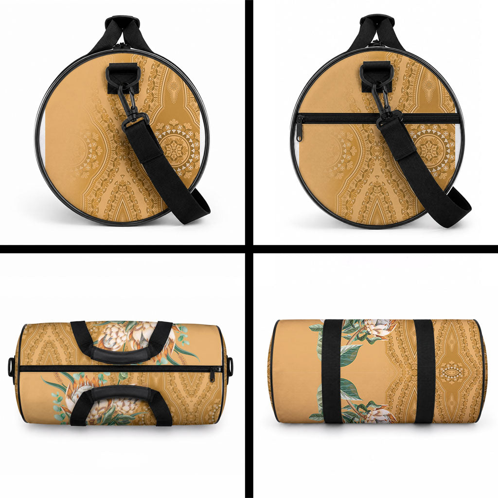 Africa King Proteas Dashiki Motif Duffle Bag Gold Style