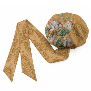 Africa King Proteas Dashiki Motif Easy Headwrap Gold Style