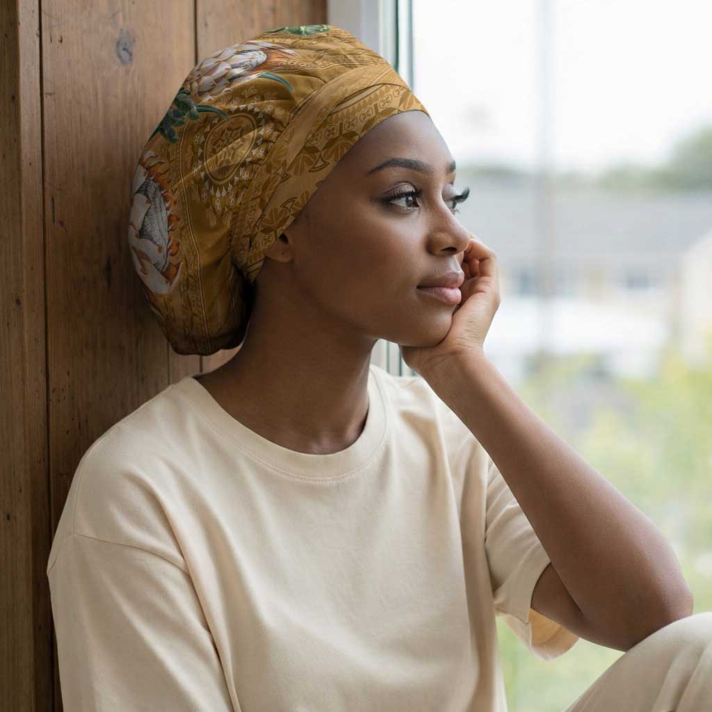 Africa King Proteas Dashiki Motif Easy Headwrap Gold Style