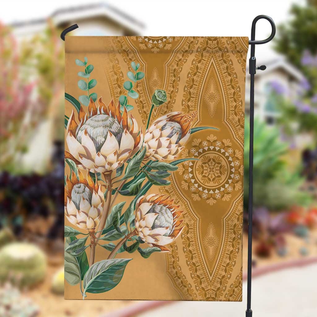Afro King Proteas Dashiki Motif Garden Flag Gold Style