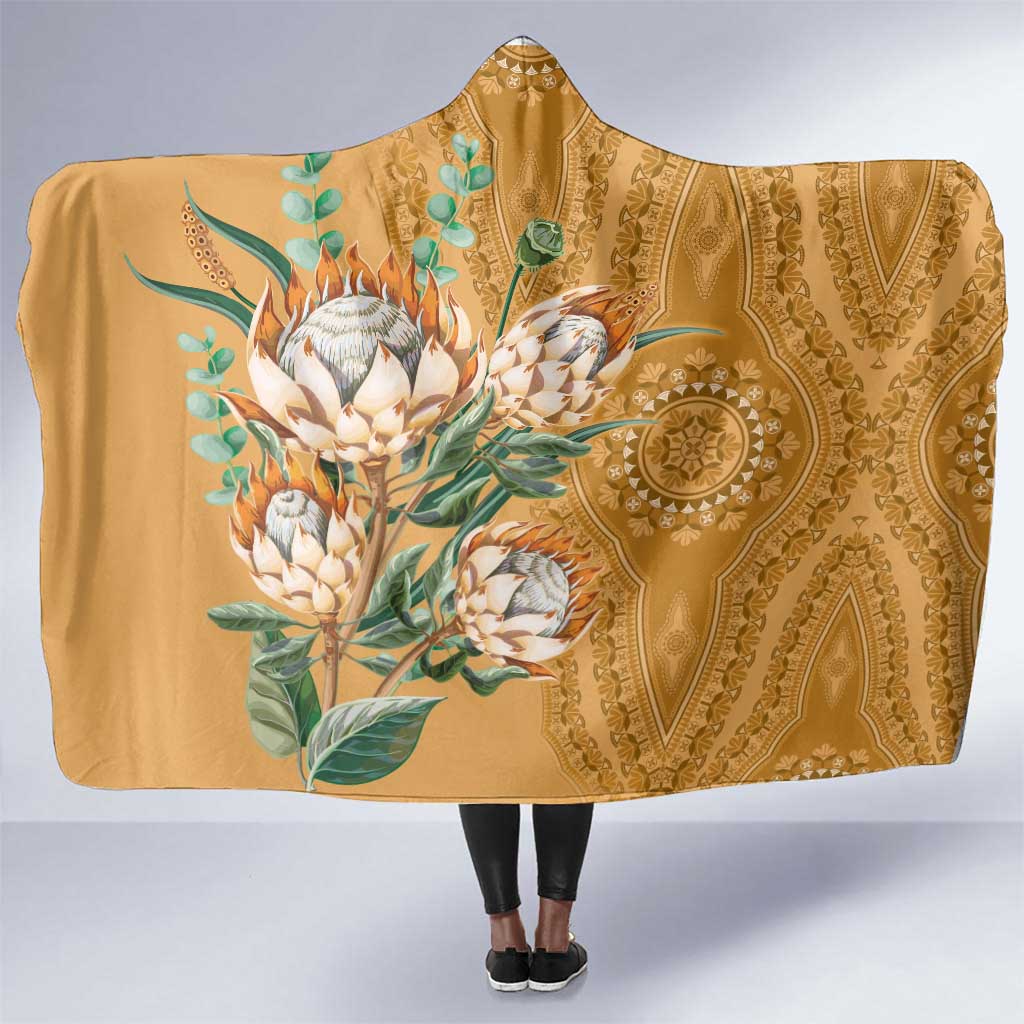 Afro King Proteas Dashiki Motif Hooded Blanket Gold Style