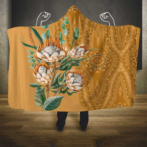 Afro King Proteas Dashiki Motif Hooded Blanket Gold Style