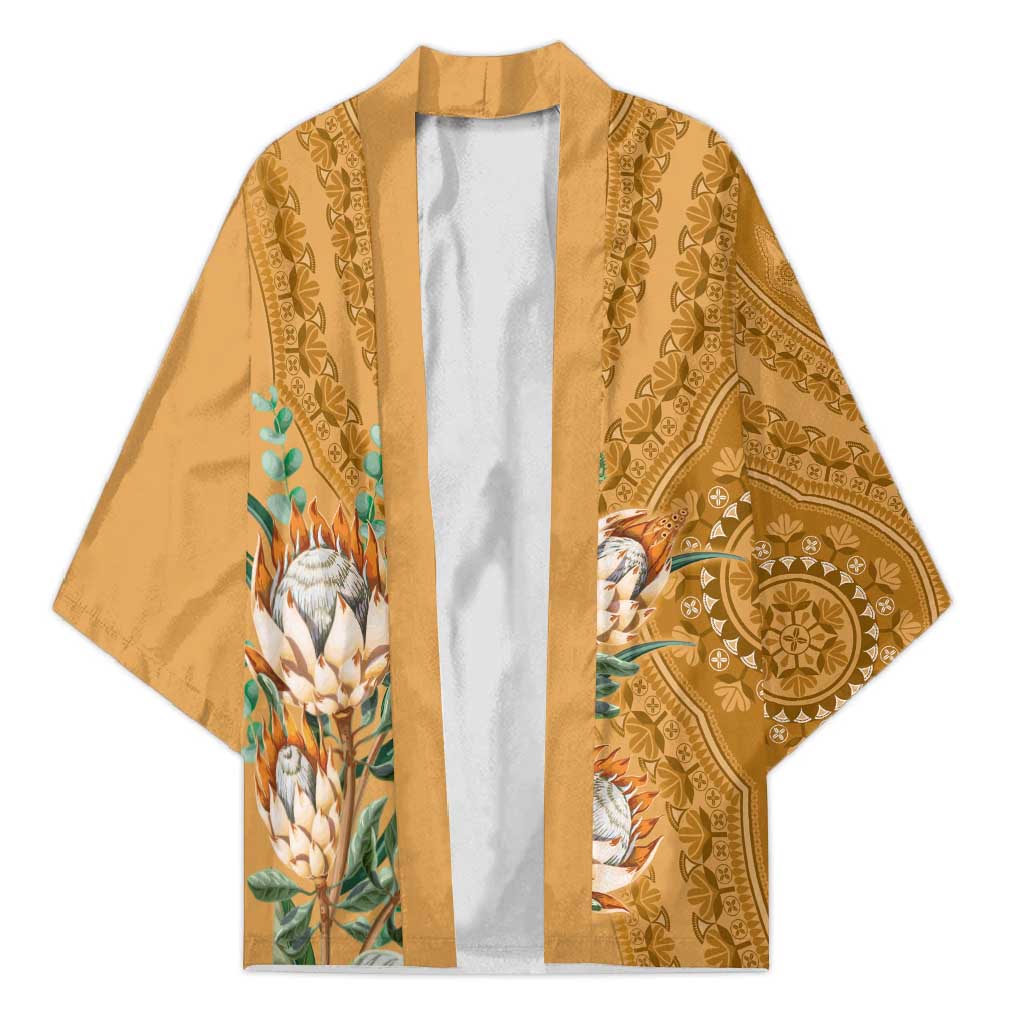 Africa King Proteas Dashiki Motif Kimono Gold Style