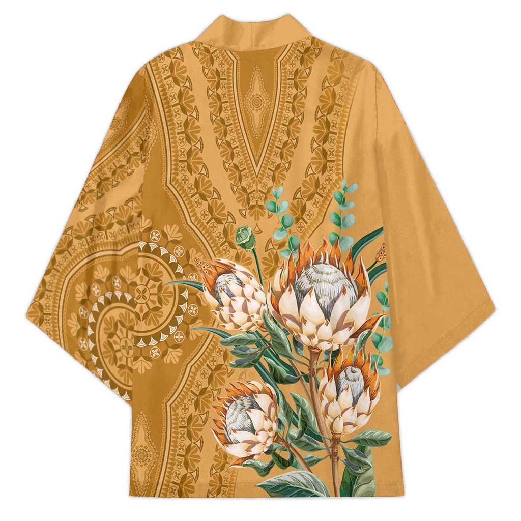 Africa King Proteas Dashiki Motif Kimono Gold Style
