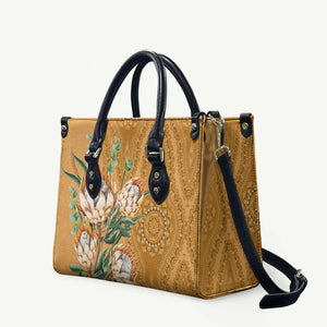 Africa King Proteas Dashiki Motif Leather Bag Gold Style