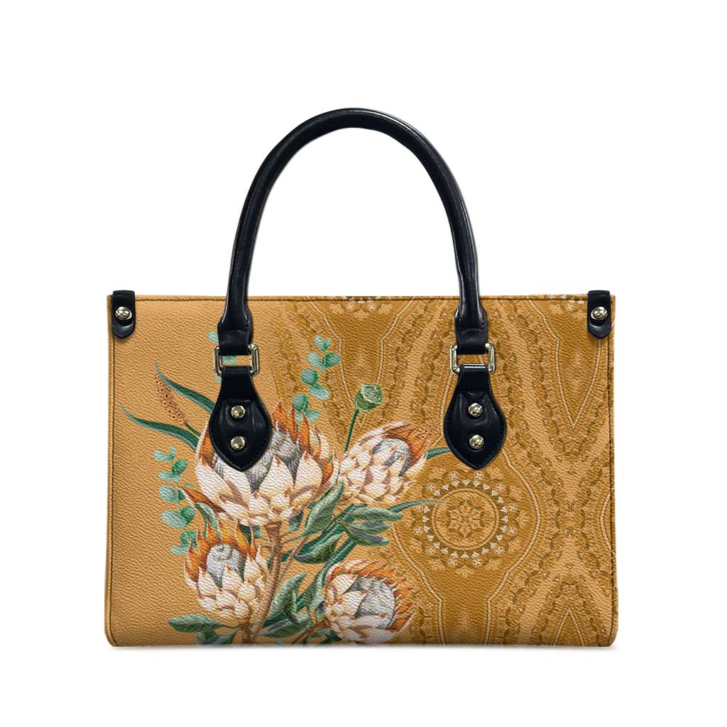 Africa King Proteas Dashiki Motif Leather Bag Gold Style