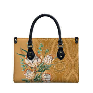 Africa King Proteas Dashiki Motif Leather Bag Gold Style