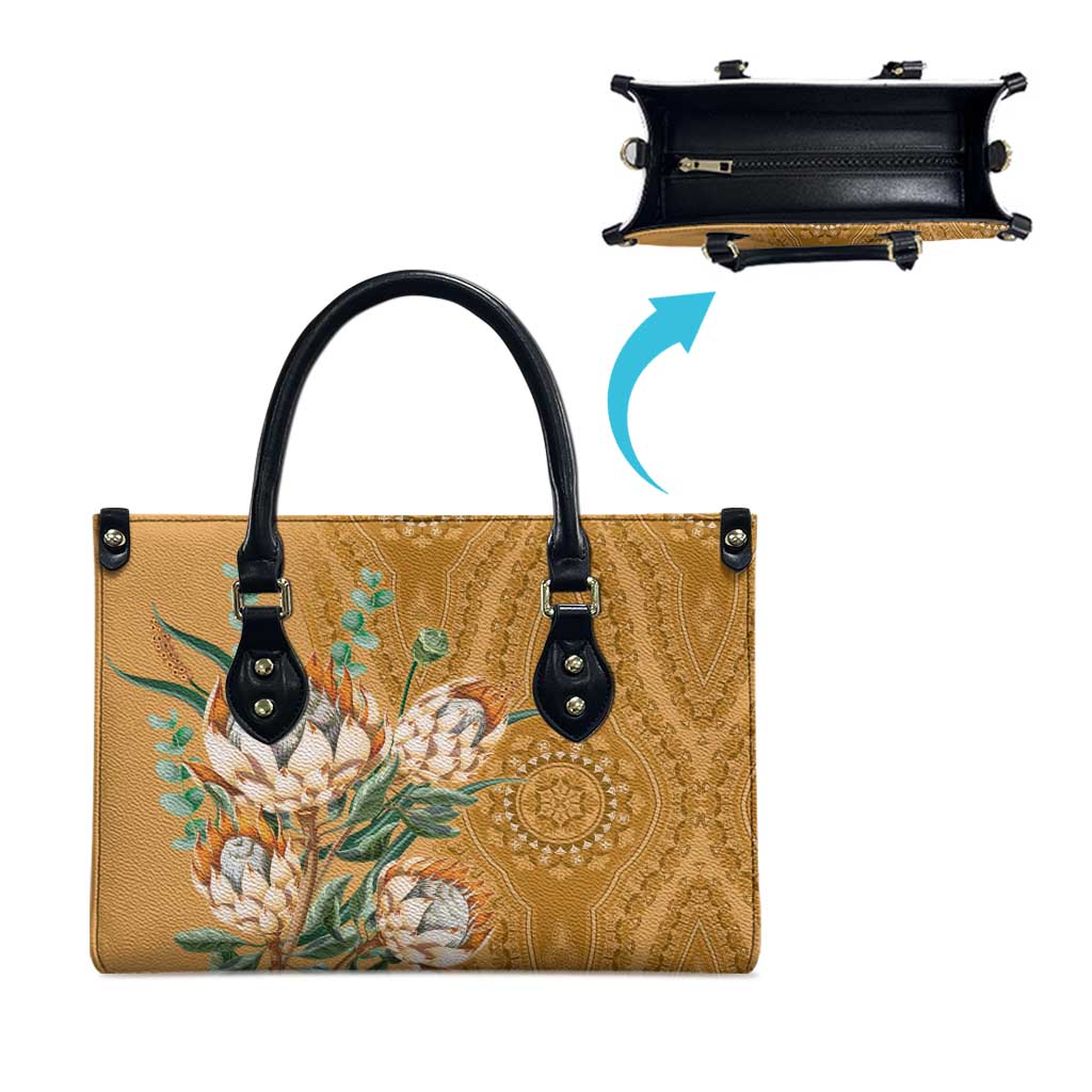 Africa King Proteas Dashiki Motif Leather Bag Gold Style