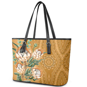 Afro King Proteas Dashiki Motif Leather Tote Bag Gold Style