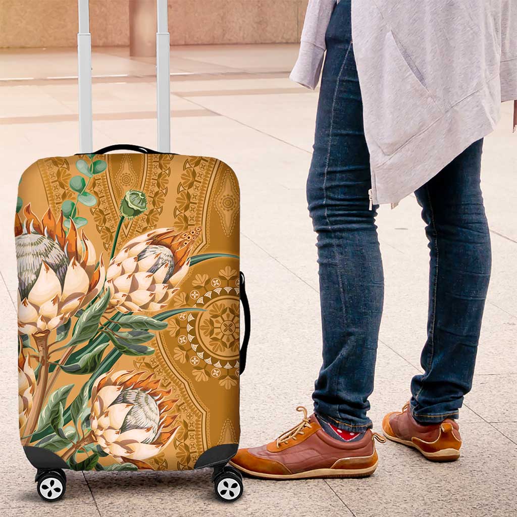 Afro King Proteas Dashiki Motif Luggage Cover Gold Style