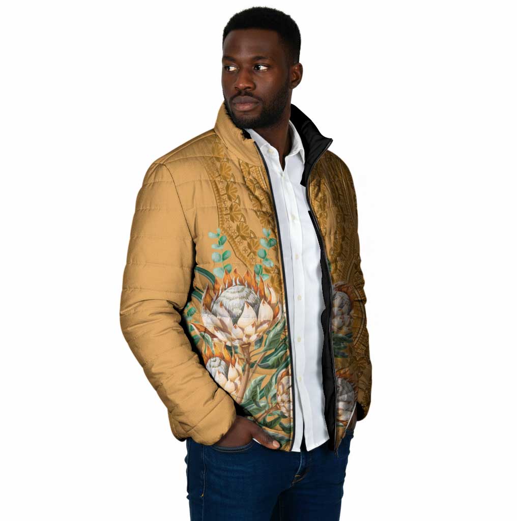 Africa King Proteas Dashiki Motif Padded Jacket Gold Style