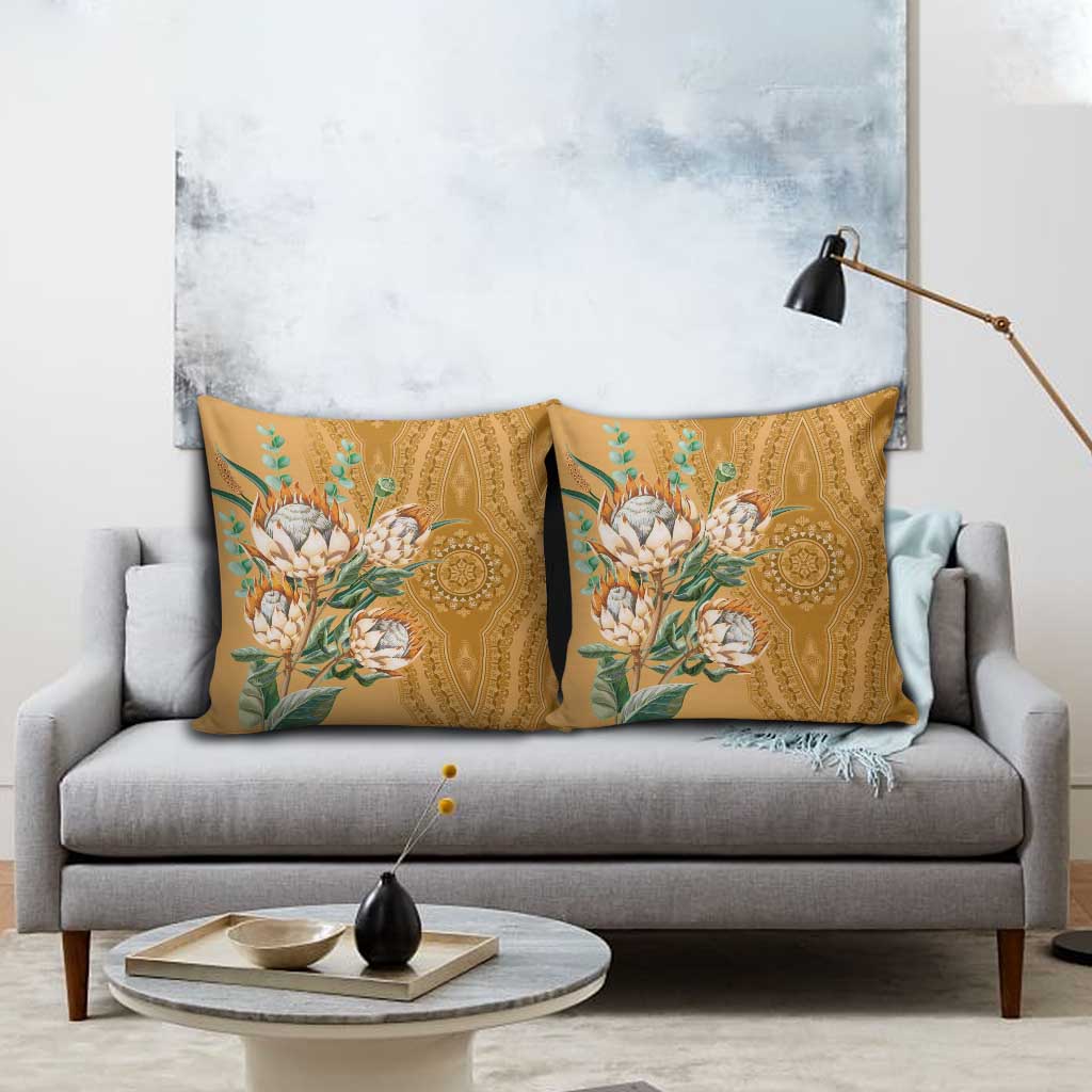 Africa King Proteas Dashiki Motif Pillow Cover Gold Style