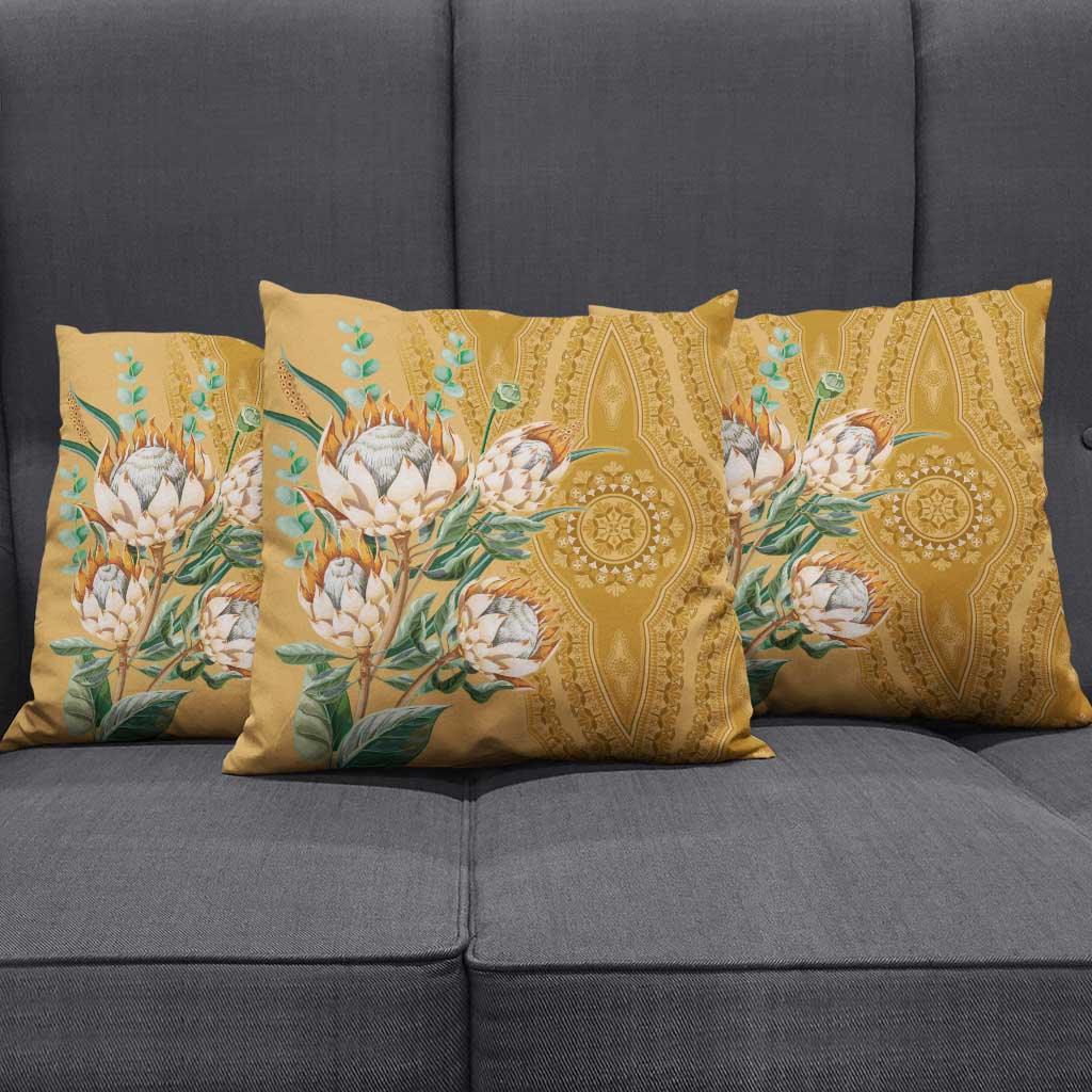 Africa King Proteas Dashiki Motif Pillow Cover Gold Style