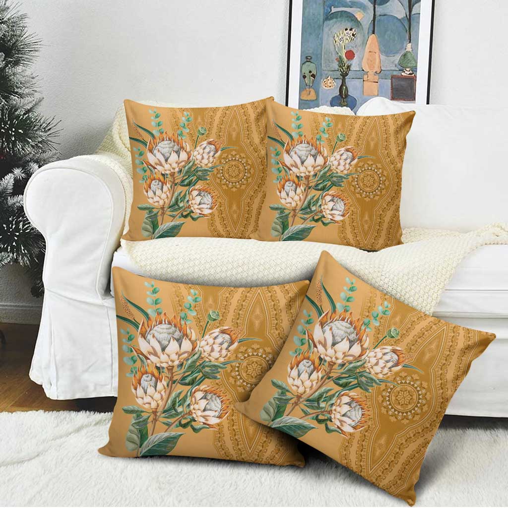 Africa King Proteas Dashiki Motif Pillow Cover Gold Style
