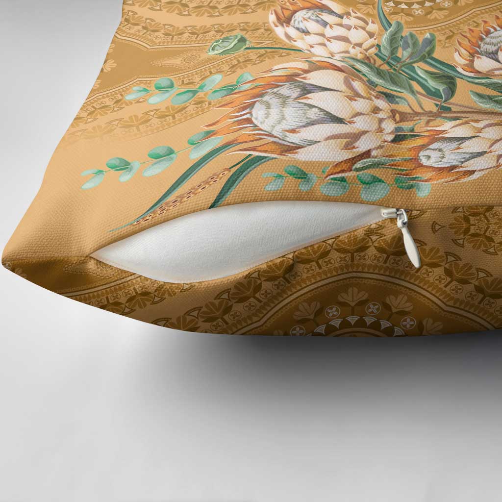 Africa King Proteas Dashiki Motif Pillow Cover Gold Style
