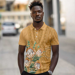 Afro King Proteas Dashiki Motif Polo Shirt Gold Style