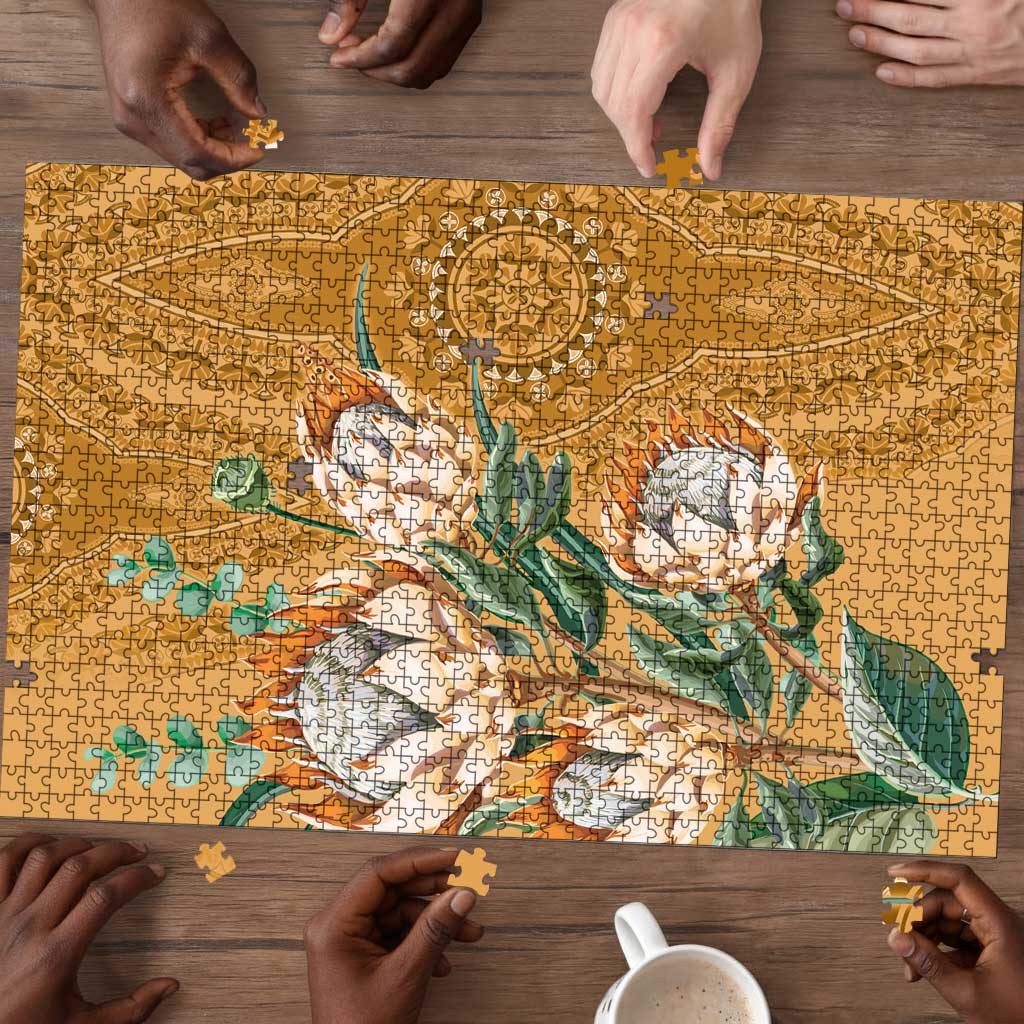 Africa King Proteas Dashiki Motif Puzzle Gold Style