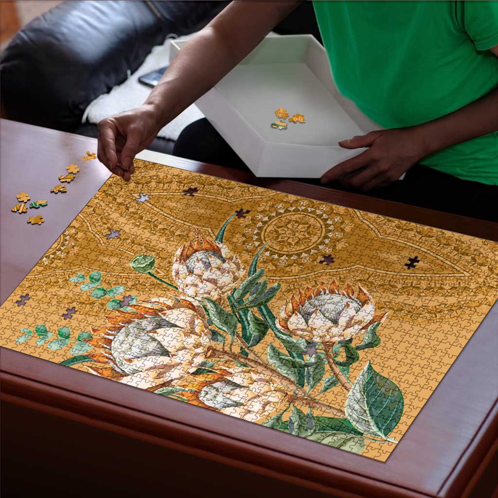 Africa King Proteas Dashiki Motif Puzzle Gold Style