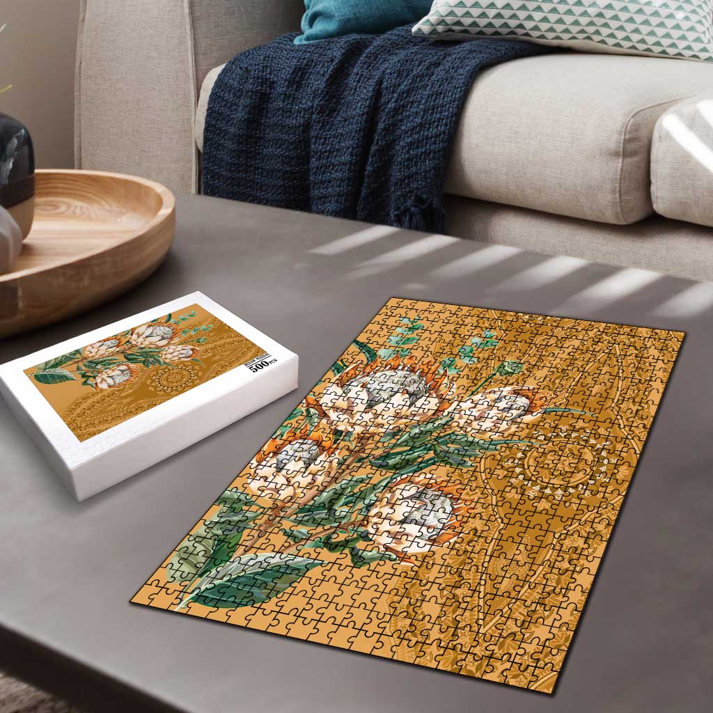 Africa King Proteas Dashiki Motif Puzzle Gold Style