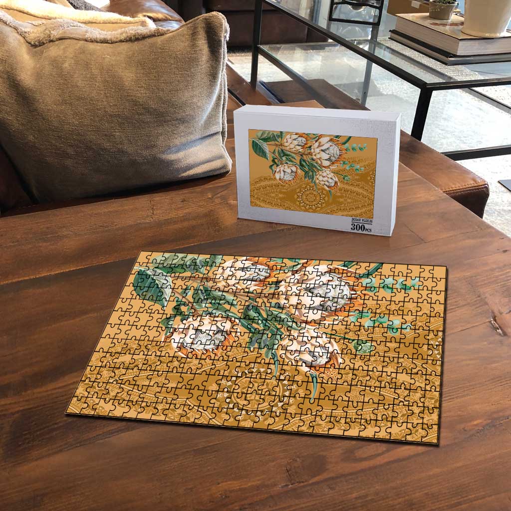 Africa King Proteas Dashiki Motif Puzzle Gold Style