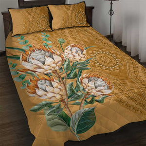 Afro King Proteas Dashiki Motif Quilt Bed Set Gold Style