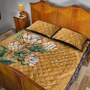 Afro King Proteas Dashiki Motif Quilt Bed Set Gold Style