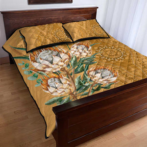 Afro King Proteas Dashiki Motif Quilt Bed Set Gold Style