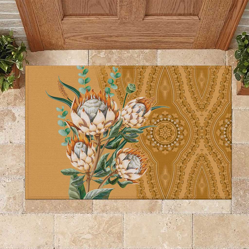 Afro King Proteas Dashiki Motif Rubber Doormat Gold Style