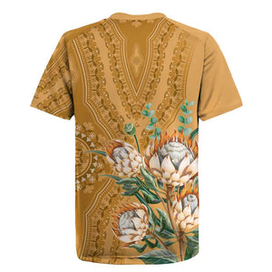 Afro King Proteas Dashiki Motif Rugby Jersey Gold Style