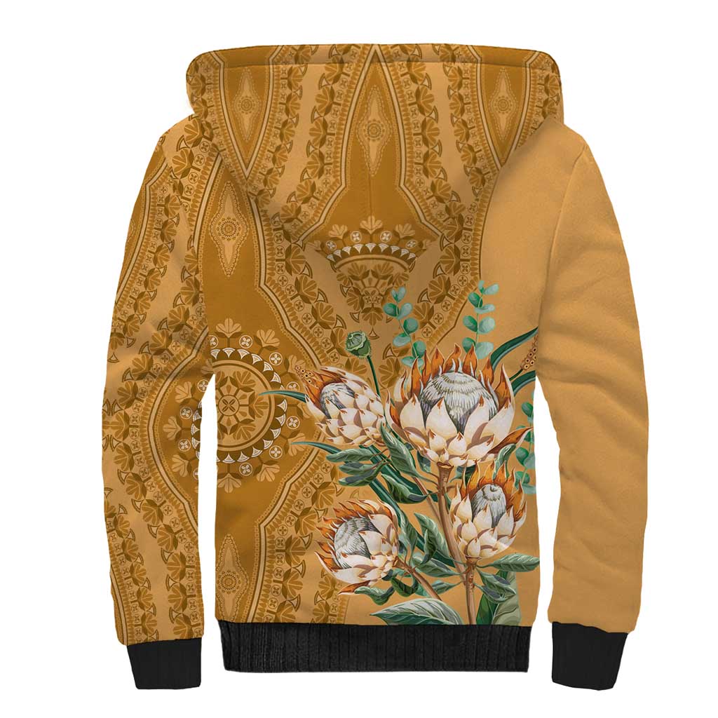 Afro King Proteas Dashiki Motif Sherpa Hoodie Gold Style