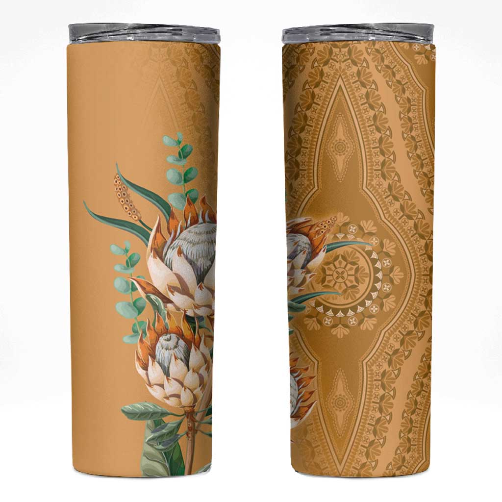 Afro King Proteas Dashiki Motif Skinny Tumbler Gold Style