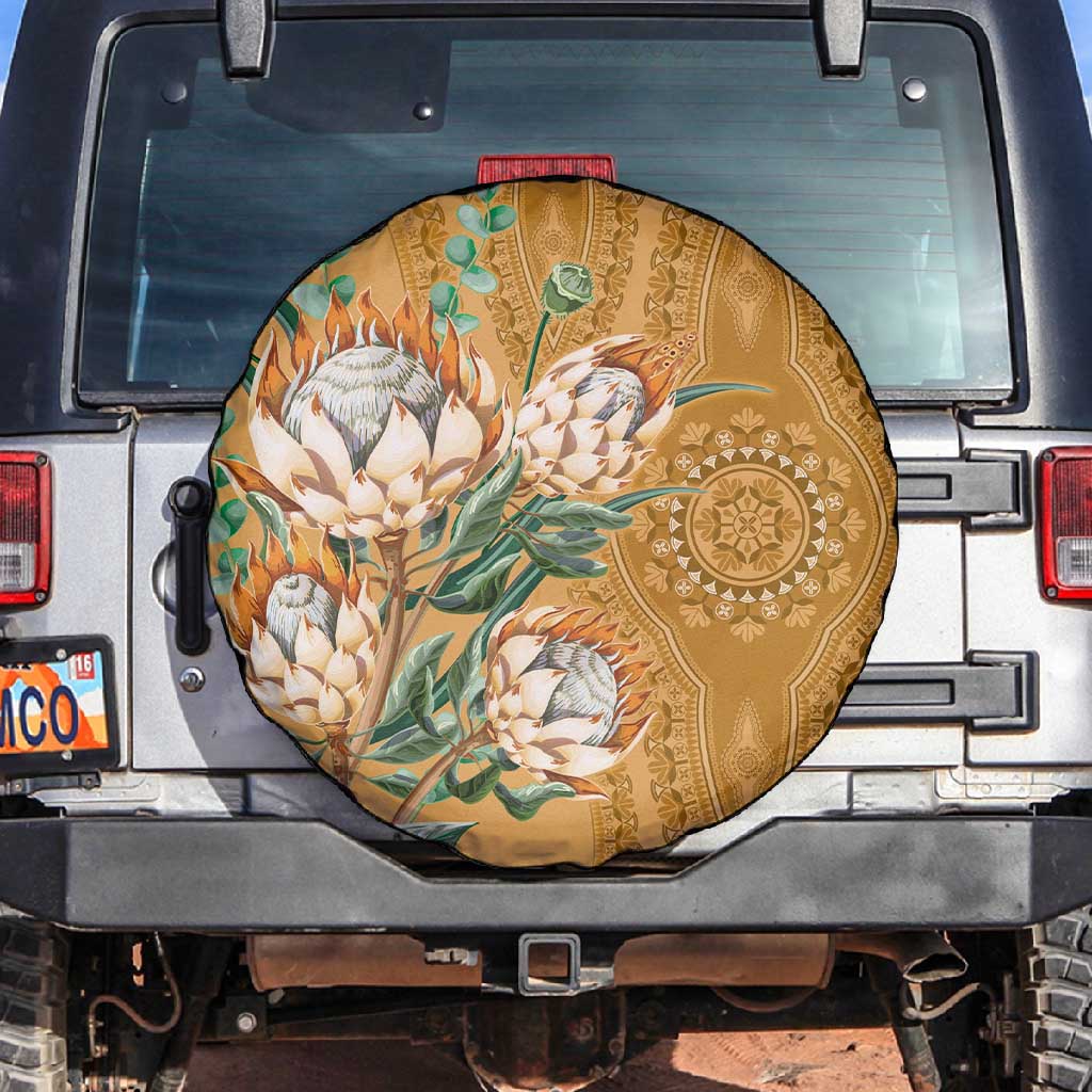 Afro King Proteas Dashiki Motif Spare Tire Cover Gold Style