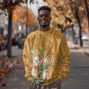 Afro King Proteas Dashiki Motif Sweatshirt Gold Style