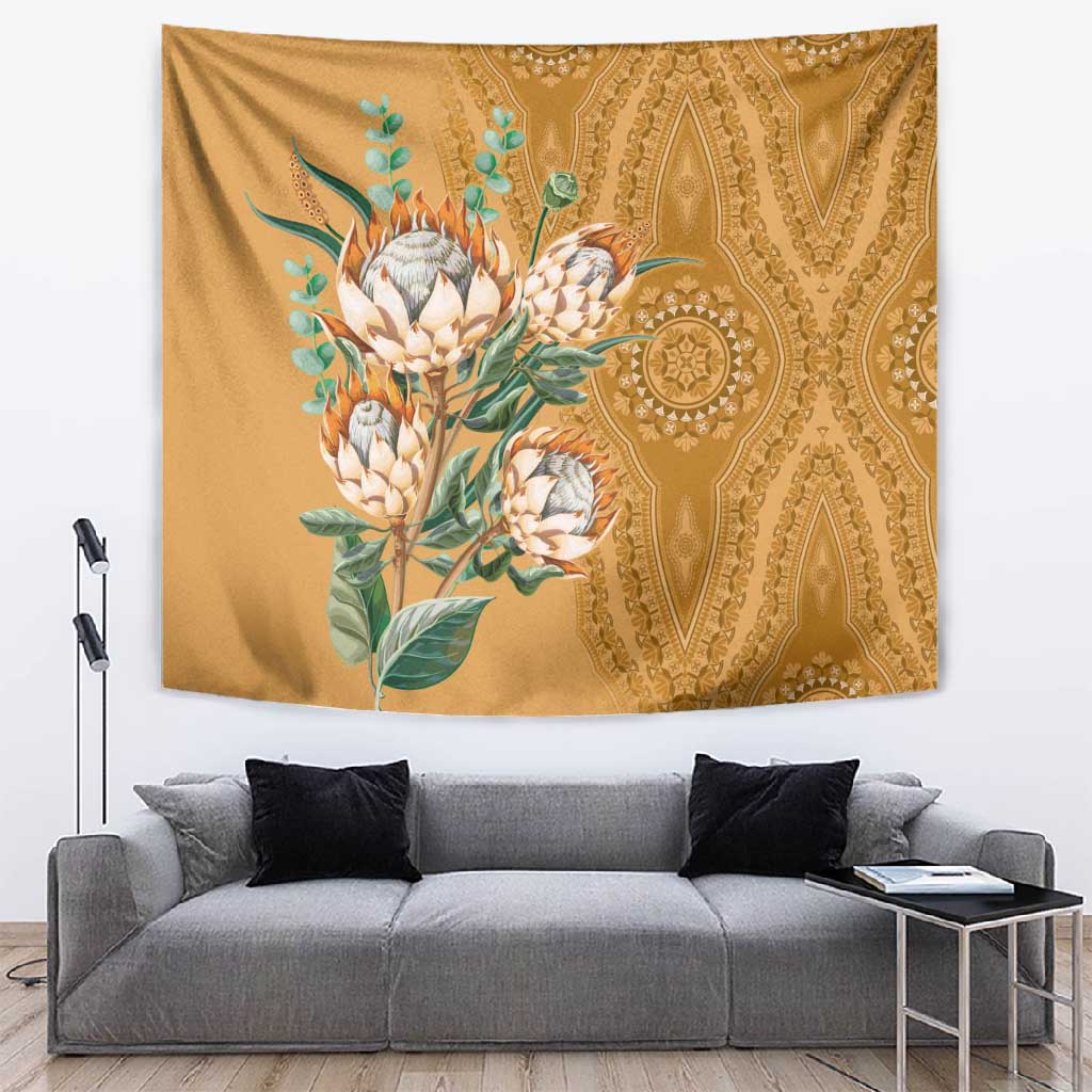 Afro King Proteas Dashiki Motif Tapestry Gold Style