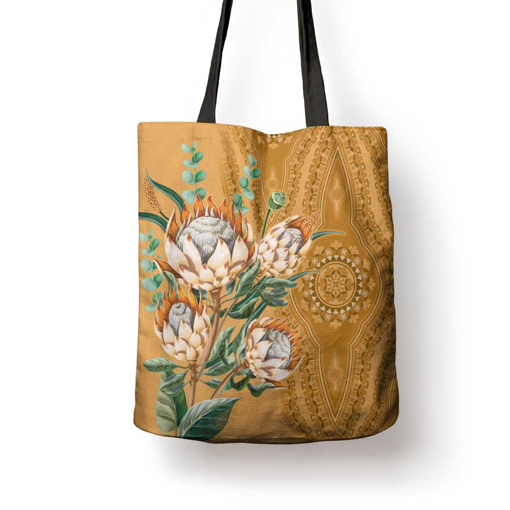 Africa King Proteas Dashiki Motif Tote Bag Gold Style
