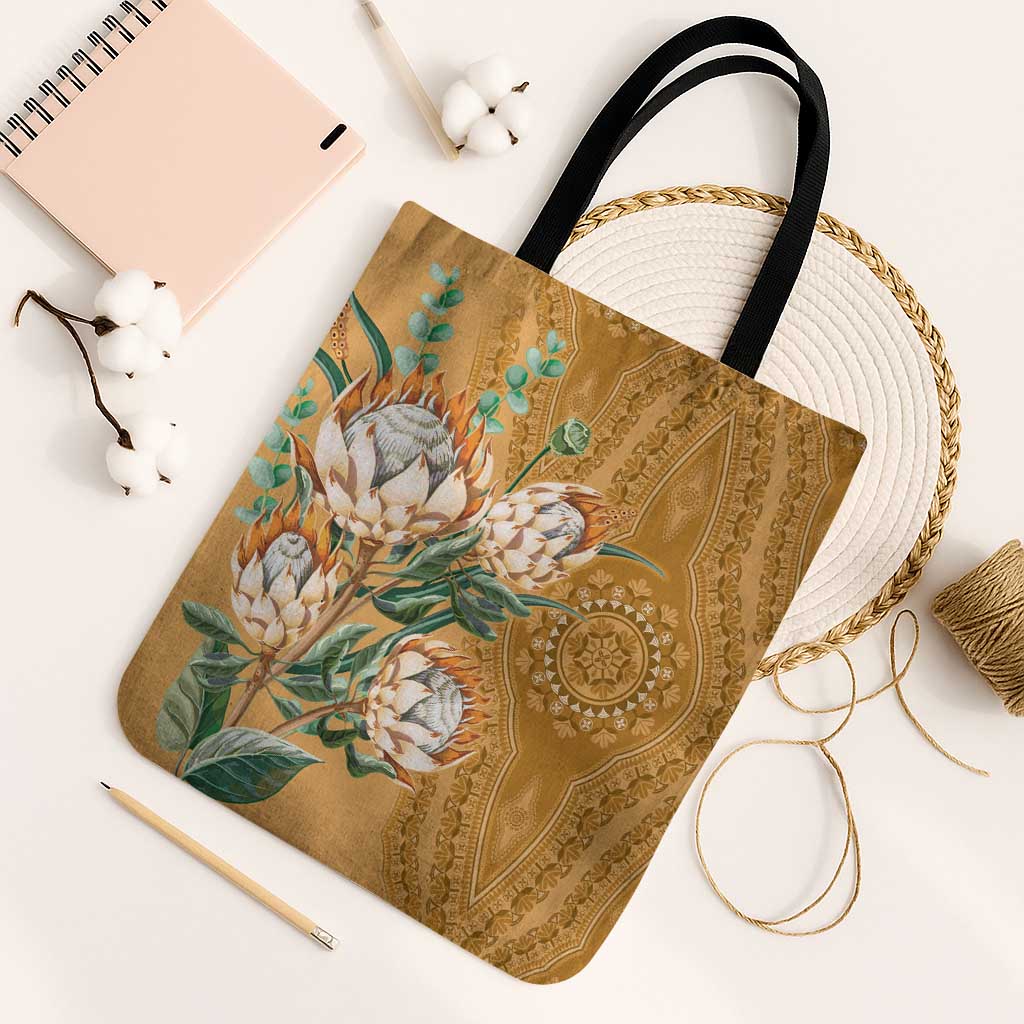 Africa King Proteas Dashiki Motif Tote Bag Gold Style
