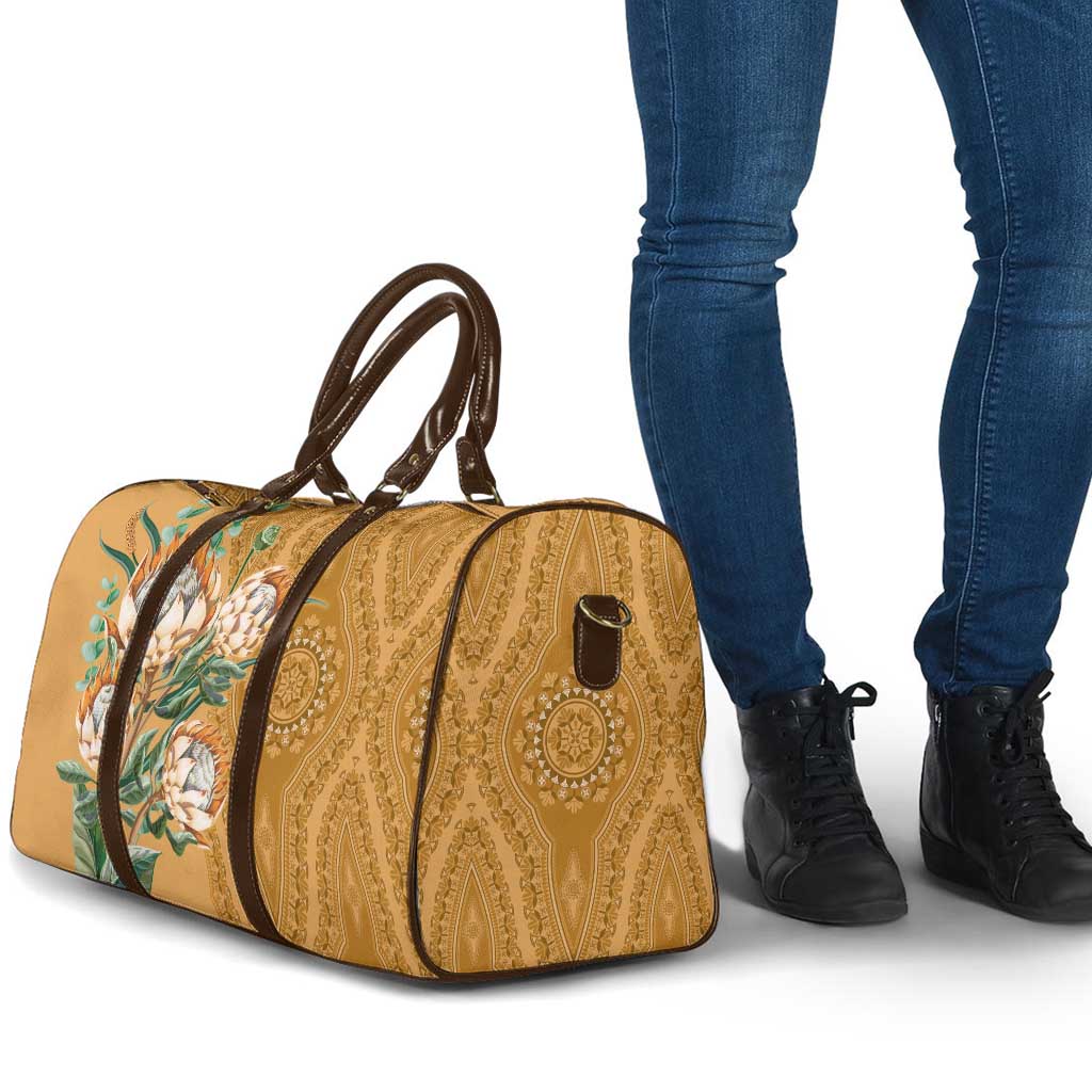 Africa King Proteas Dashiki Motif Travel Bag Gold Style