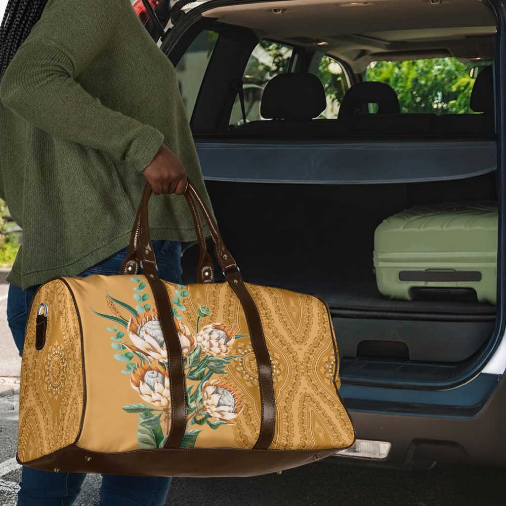 Africa King Proteas Dashiki Motif Travel Bag Gold Style