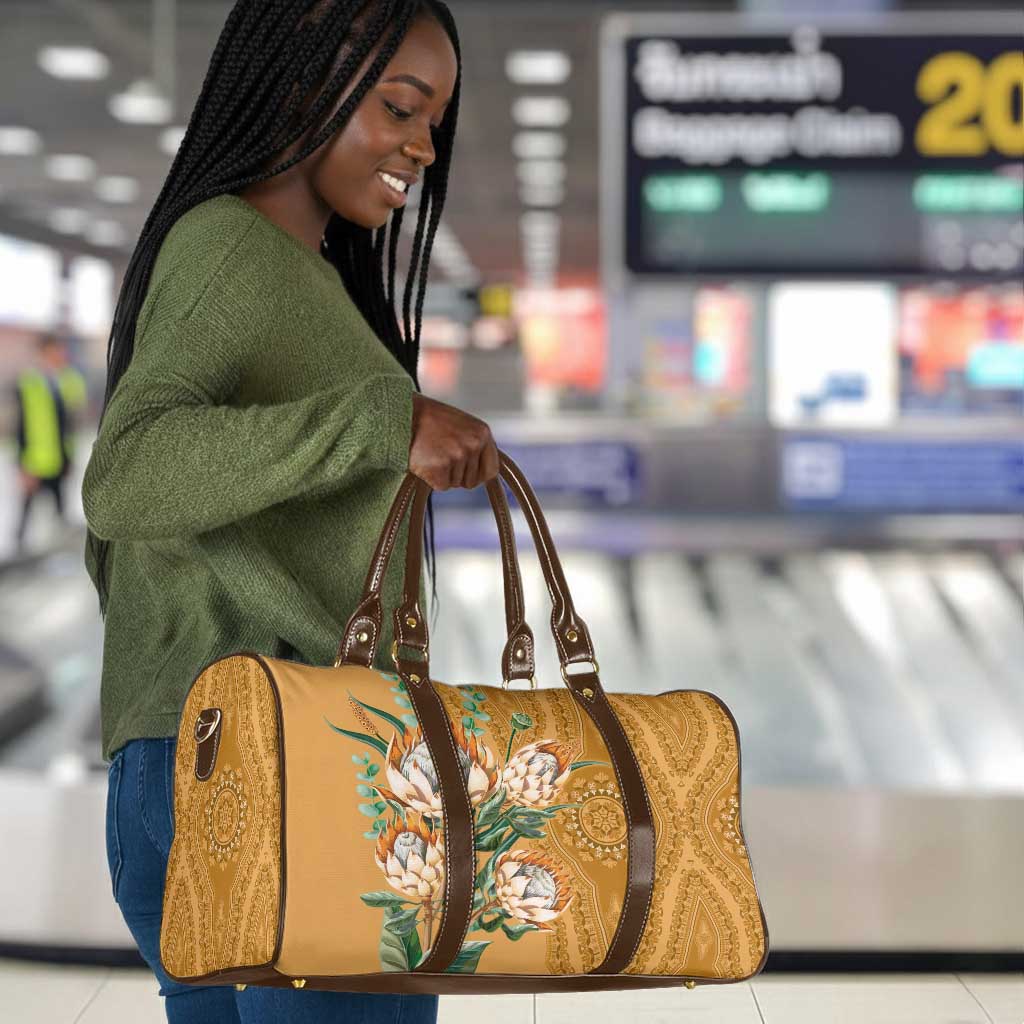 Africa King Proteas Dashiki Motif Travel Bag Gold Style