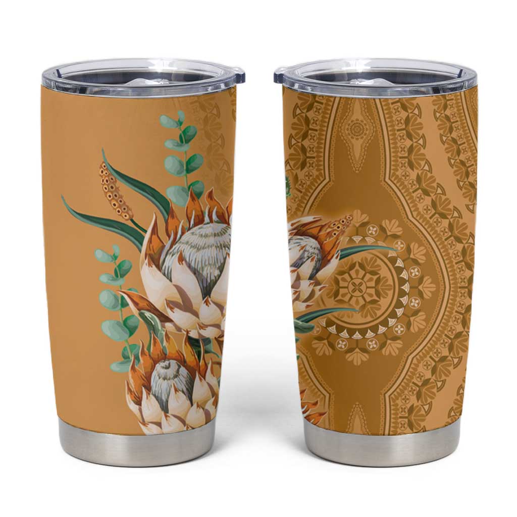 Afro King Proteas Dashiki Motif Tumbler Cup Gold Style