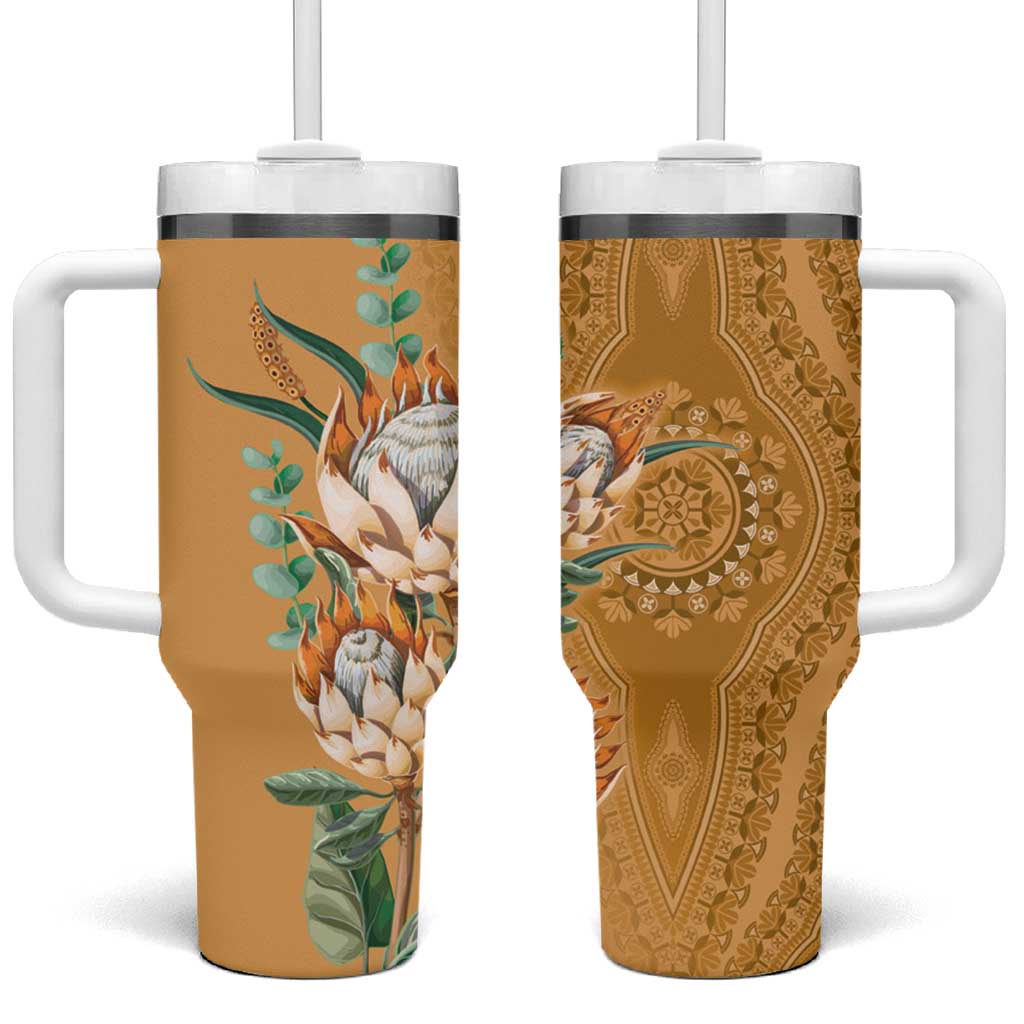 Afro King Proteas Dashiki Motif Tumbler With Handle Gold Style