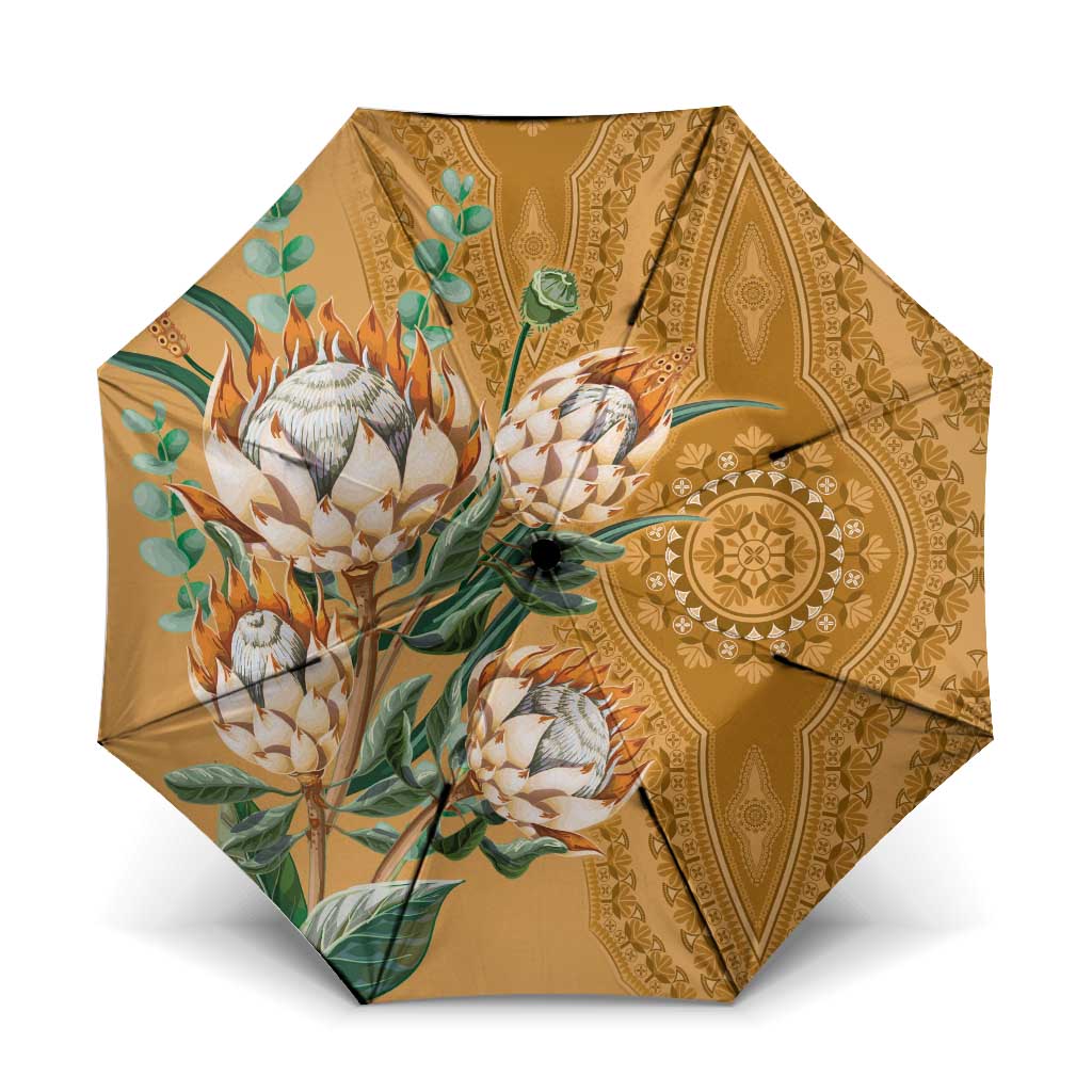 Africa King Proteas Dashiki Motif Umbrella Gold Style
