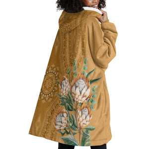 Afro King Proteas Dashiki Motif Wearable Blanket Hoodie Gold Style