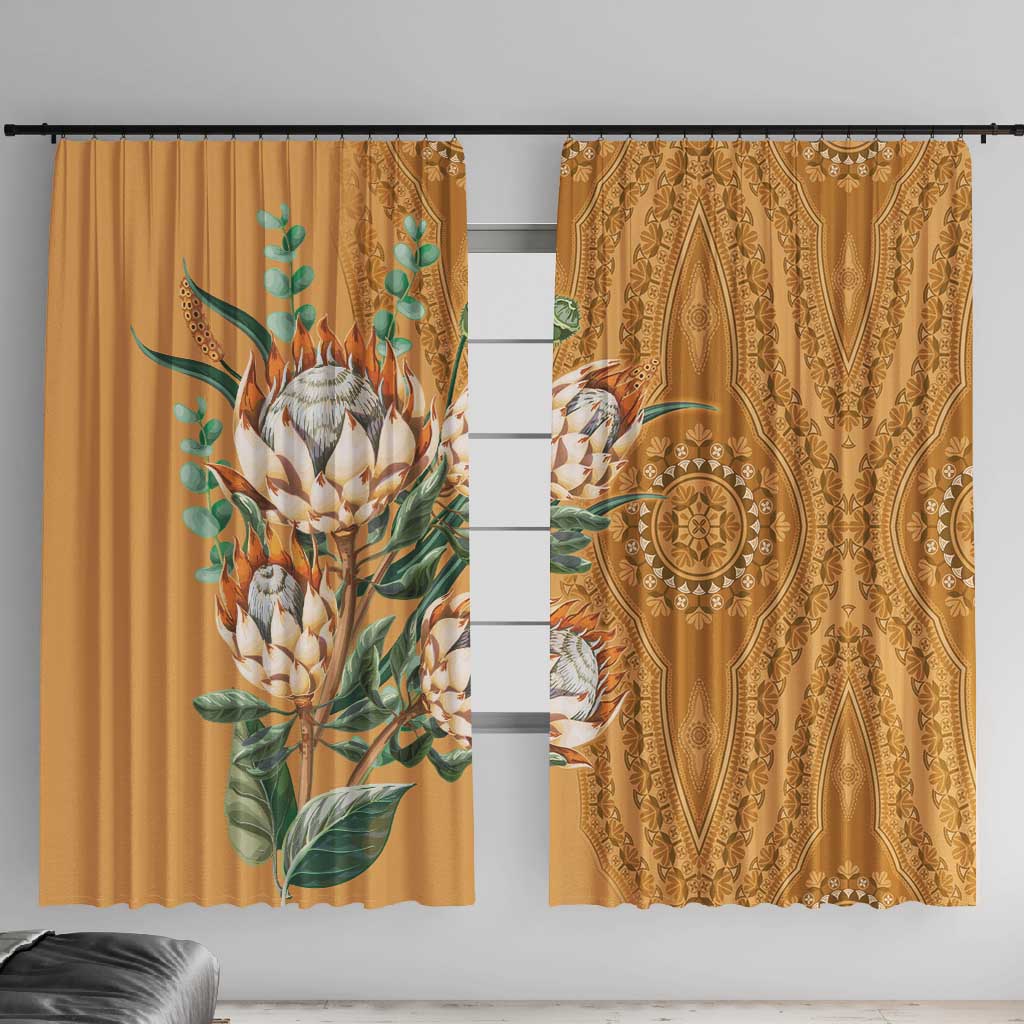 Afro King Proteas Dashiki Motif Window Curtain Gold Style