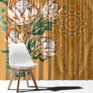 Afro King Proteas Dashiki Motif Window Curtain Gold Style