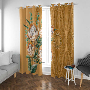 Afro King Proteas Dashiki Motif Window Curtain Gold Style