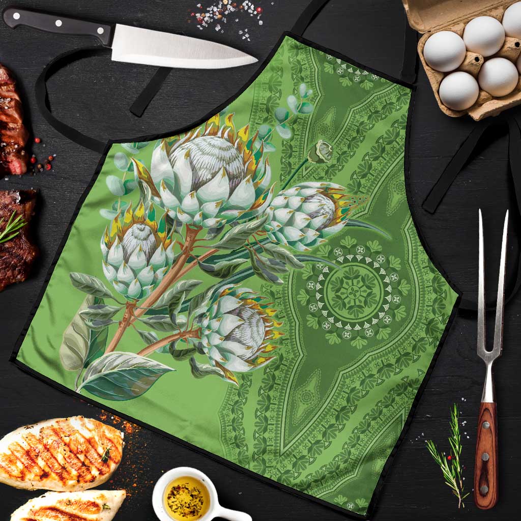 Africa King Proteas Dashiki Motif Apron Green Style