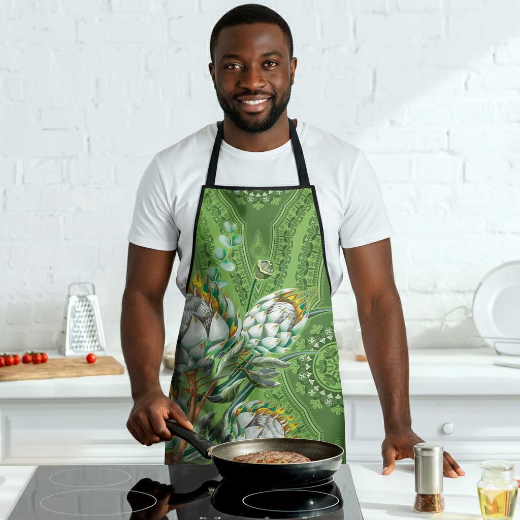 Africa King Proteas Dashiki Motif Apron Green Style
