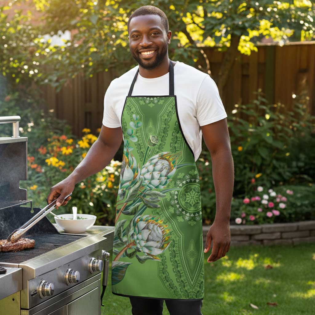 Africa King Proteas Dashiki Motif Apron Green Style